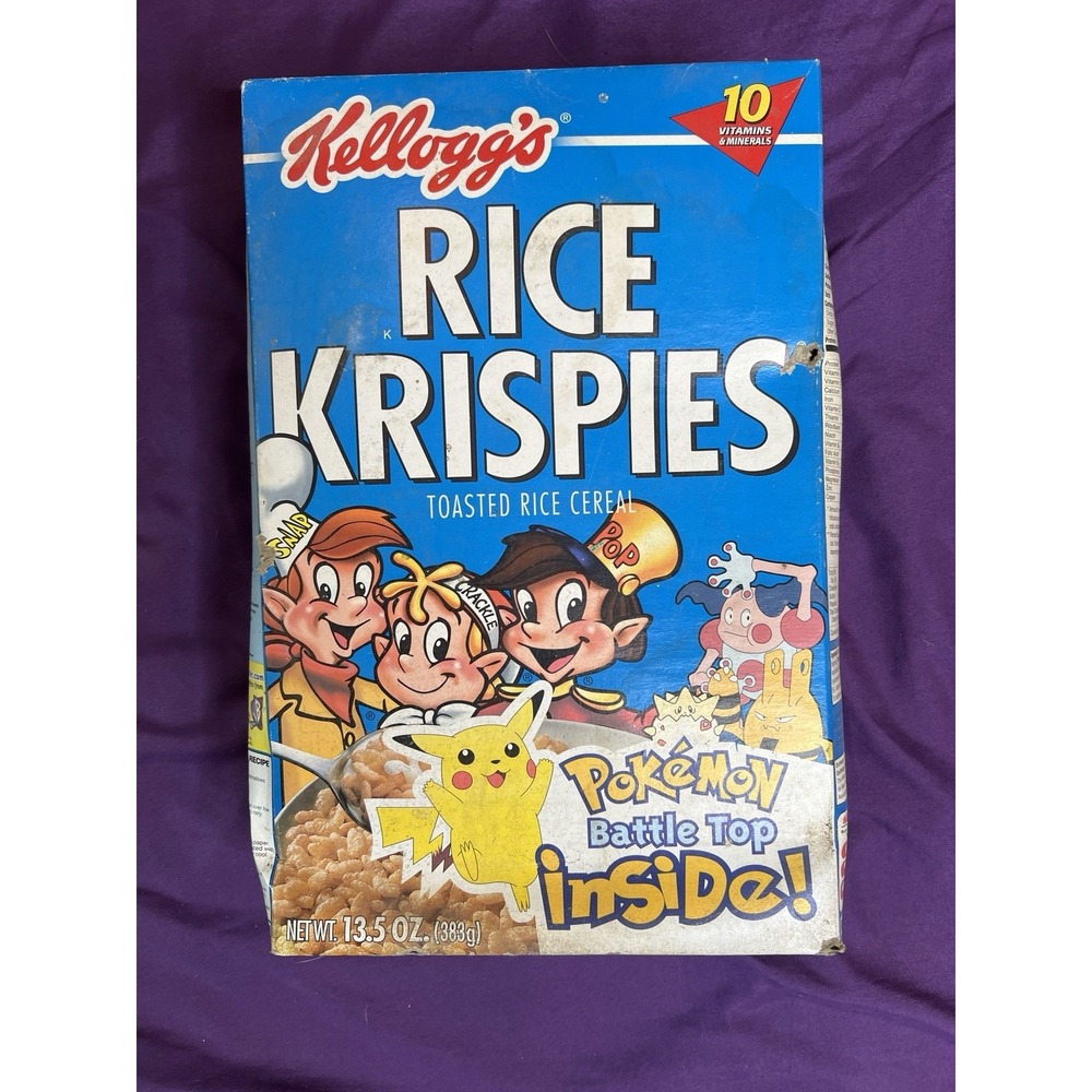 Kelloggs Rice Krispies Cereal Pokémon Battle Top Pikachu RARE Never Opened